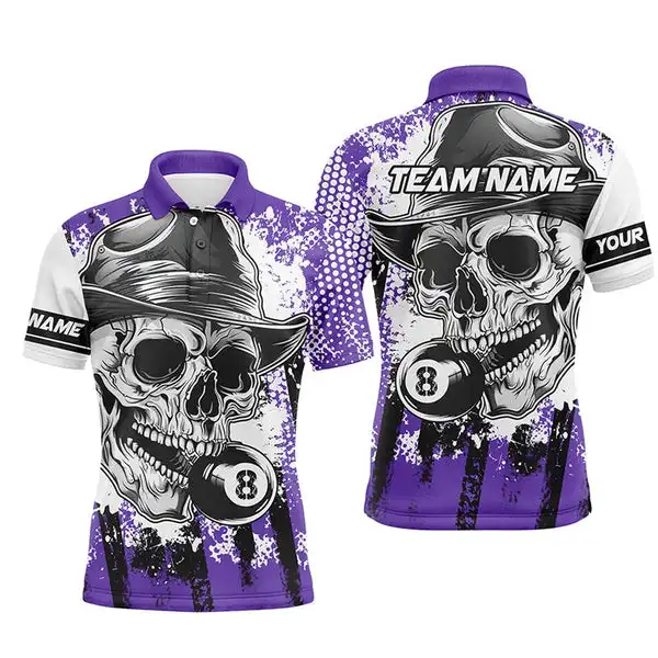 High Quality Custom Design Quick Dry 100% Polyester Men Pool Team Jerseys Professional Billiard Polo Shirts With Pocket