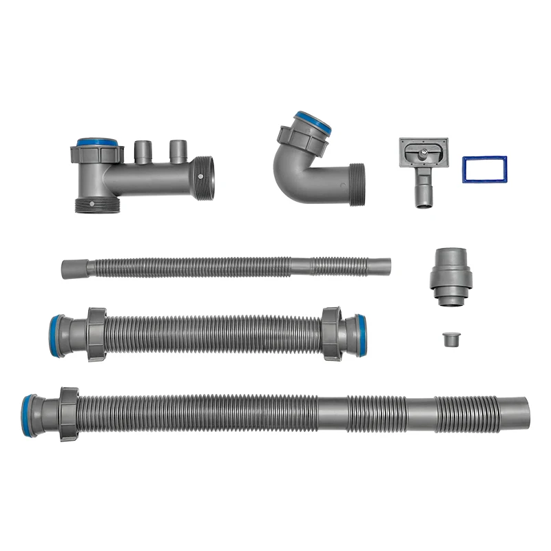 product factory hot sale double bowl kitchen sink drain hose drainage pp waste pipe for double sink with overflow pipe dishwasher pipe-2