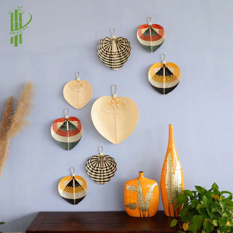 Fan Gift Set African Hand Fan With Leather Handle Sold Assorted Woven