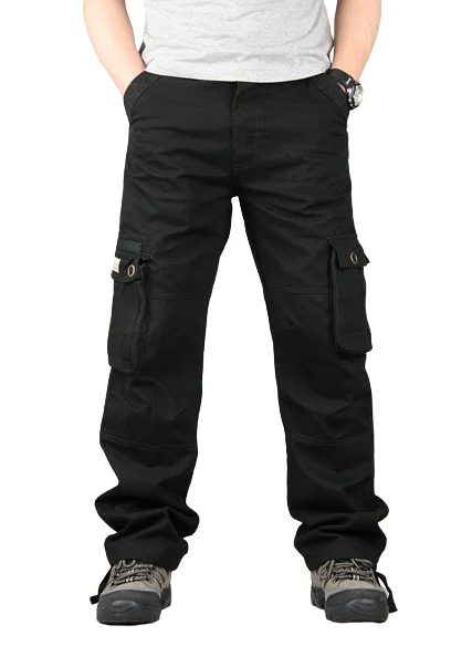 Spring Summer Full Length Plus Size Loose Type Multi Pocket Top Selling Cargo Pants for Men