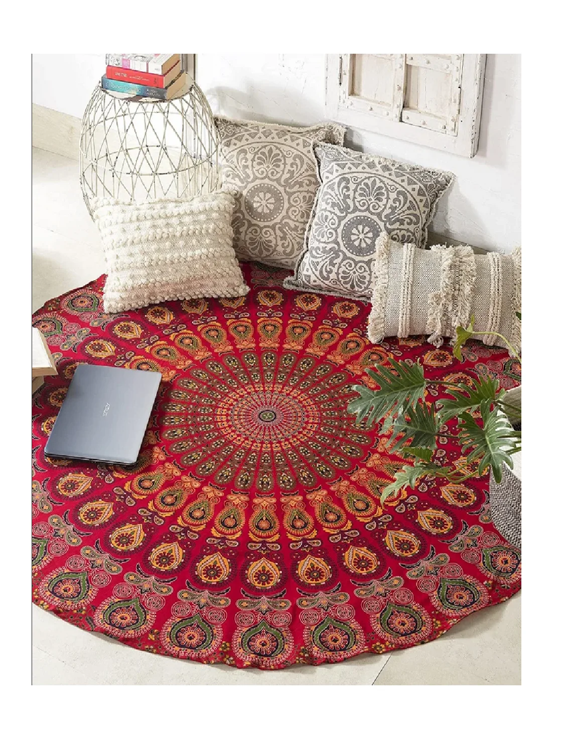 Круглый Гобелен с изображением мандалы Омбре в стиле бохо, хиппи, 100% хлопок, настенный гобелен ручной работы, полотенце для пляжа, пикника, путешествий, коврик для йоги с кисточками, круглый