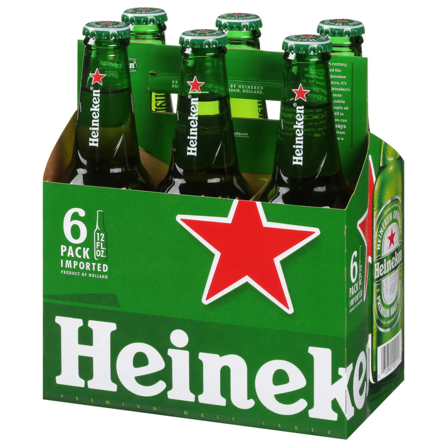Heineken Original Lager Beer, 6 Pack, 12 fl oz Bottles, 5% Alcohol