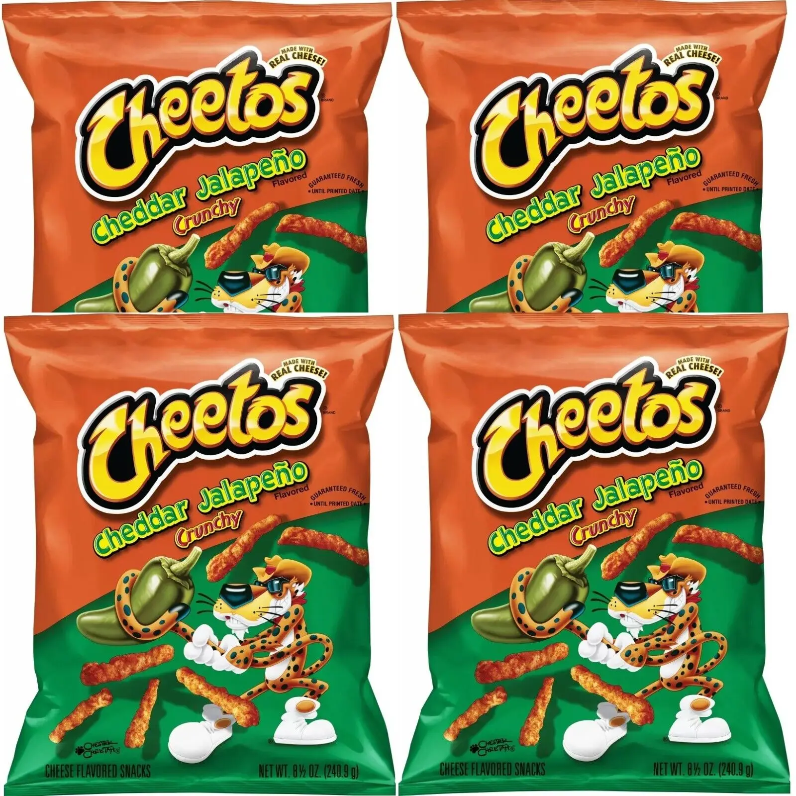 Cheetos Crunchy Cheddar Jalapeno Cheese Puff Snacks Chips 8.5 Oz Bag