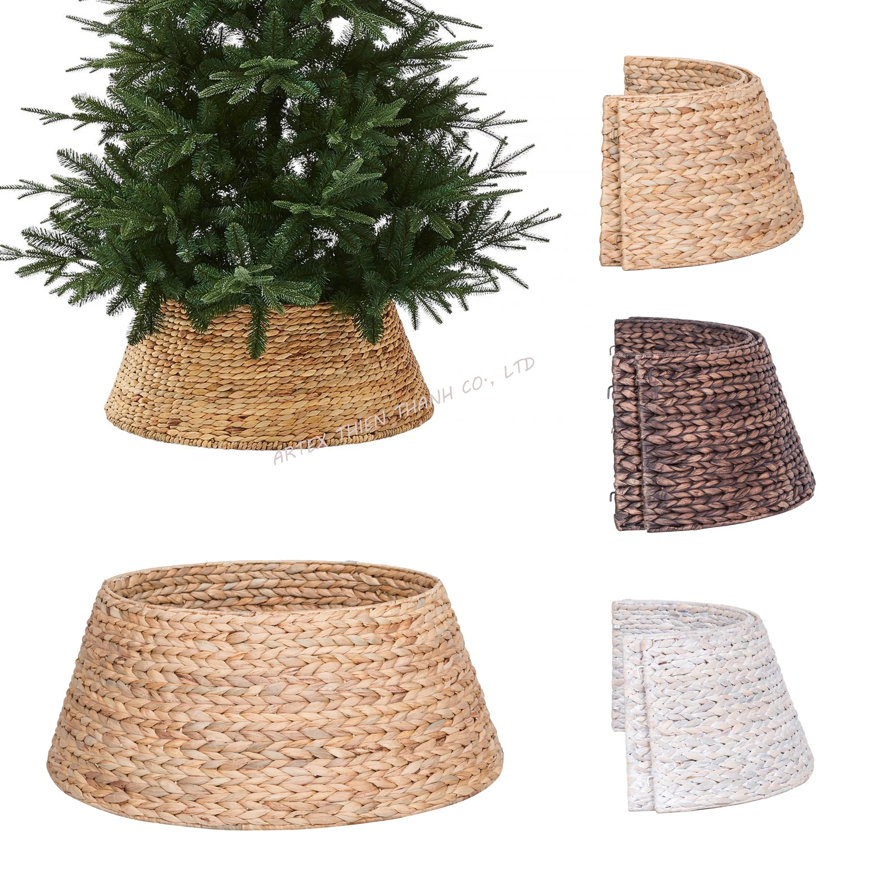 Folding Home Xmas Decor Woven Wicker Tree Basket decorations Natural