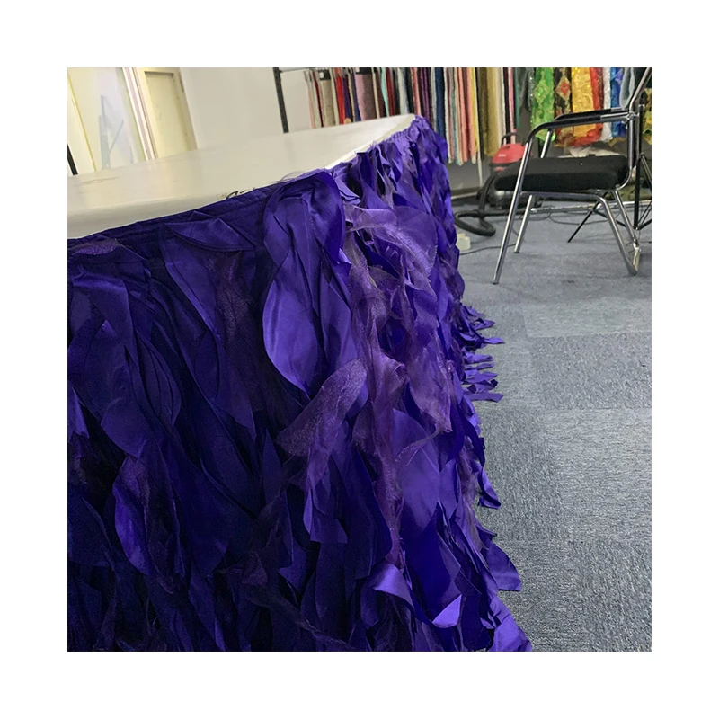 100% Polyester Multilayer Hawaiian Table Skirt with Hibiscus Flowers 4 Foot Disposable Party Table Decoration