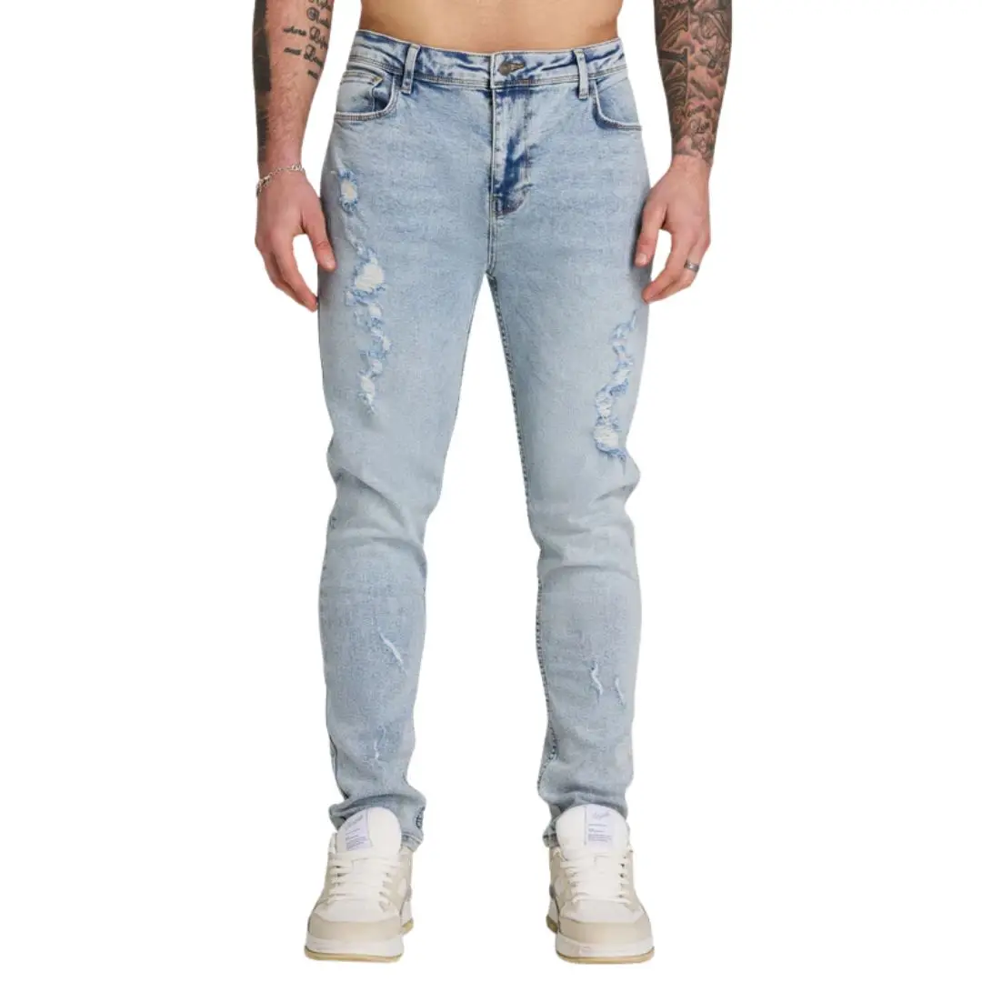 Men's Distressed Stretch Ripped Jeans Vintage Zipper Holes Hip D 並行輸入品 Mens Skinny Jeans Extreme Open Rips Frayed Cutaway Knee Ripped Destroyed  Distressed Stretch Denim 32W 34L Light Stonewash Blue : :  Fashion