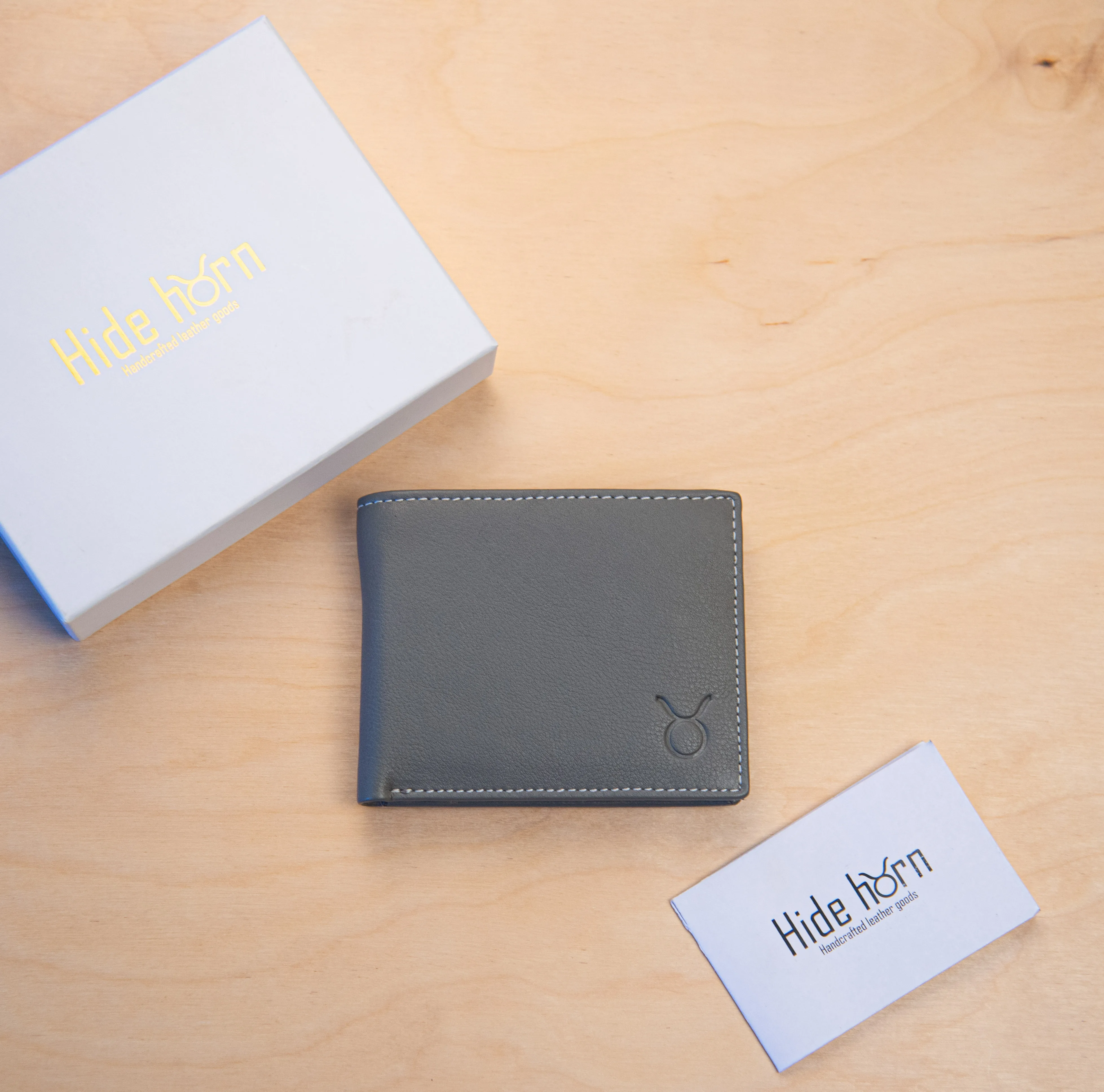 High Quality Bifold Grey Genuine Leather Men's Rfid Protected Small