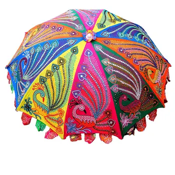 Sophia Art indien Coton faite à main Designer Mode Multicolore Parapluie Broderie parapluies, Parasol de plage Protection UV du soleil 10 pcs