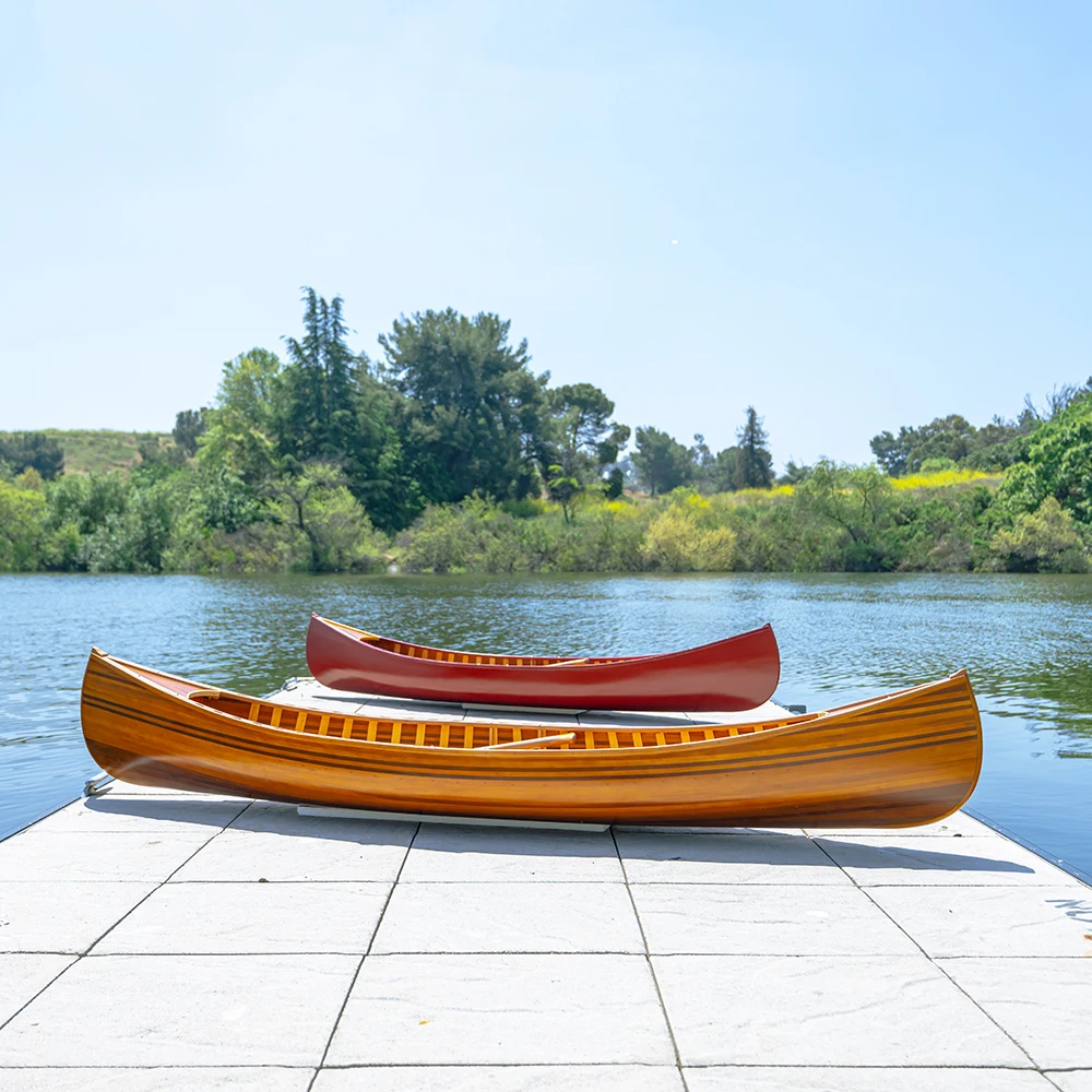Canoe With Ribs Curved Bow 10' with Canoe Paddle for Lake Handcrafted Wooden Boat Kayak Canoe for Sale (300Lx67Wx50H cm)