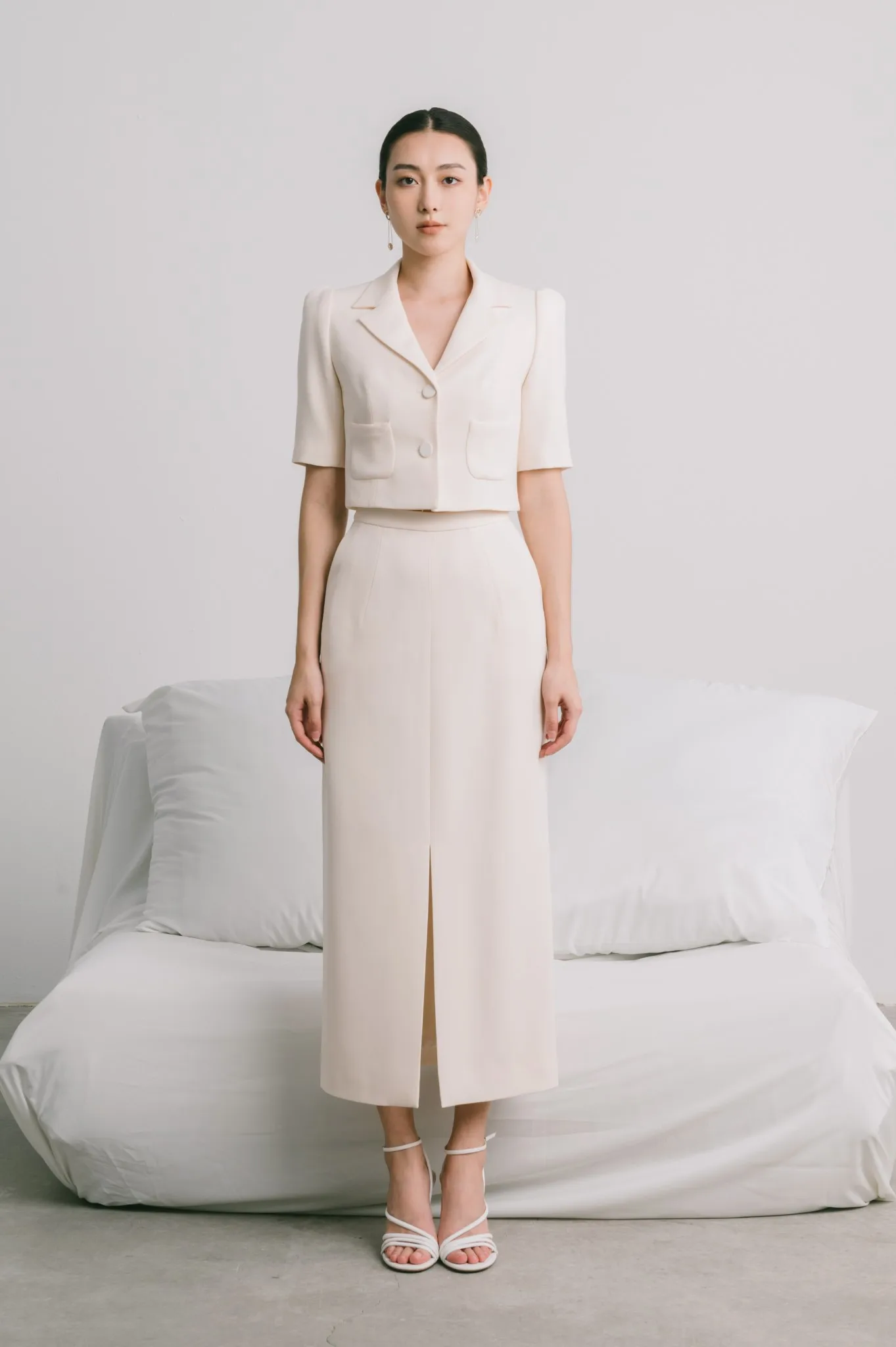 High-waisted midi skirt