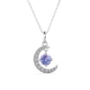 Brass 18k White Gold Plated June Birthstone Necklace