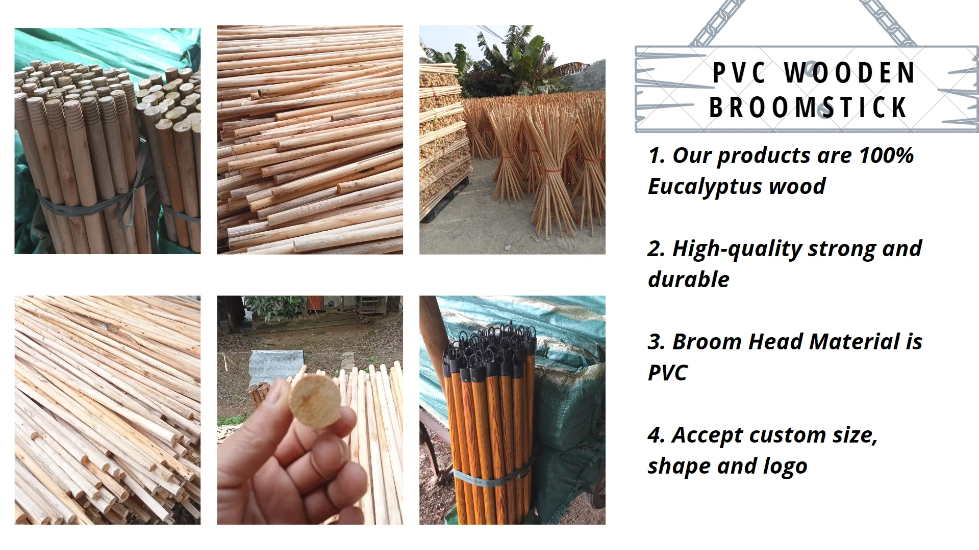 Varnished Eucalyptus Wooden Broom Handle Wooden Mop Broomsticks From Vietnam Highquality Hot