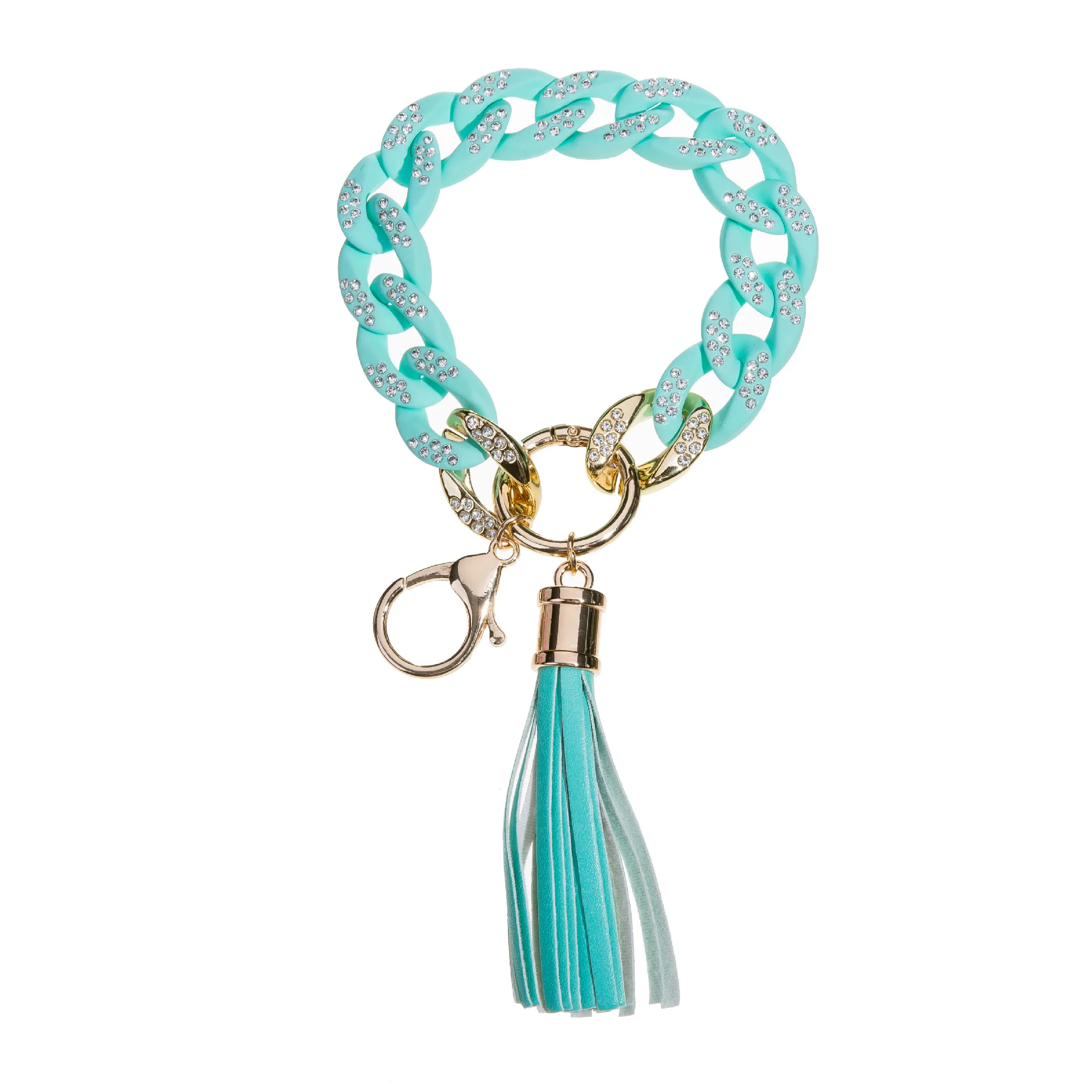 Link Chain Wristlet Keychain for Women Acrylic Bangle Key Ring Chunky Chain Link Bracelet Car Keys Bangle Circle Wrist Key Rings