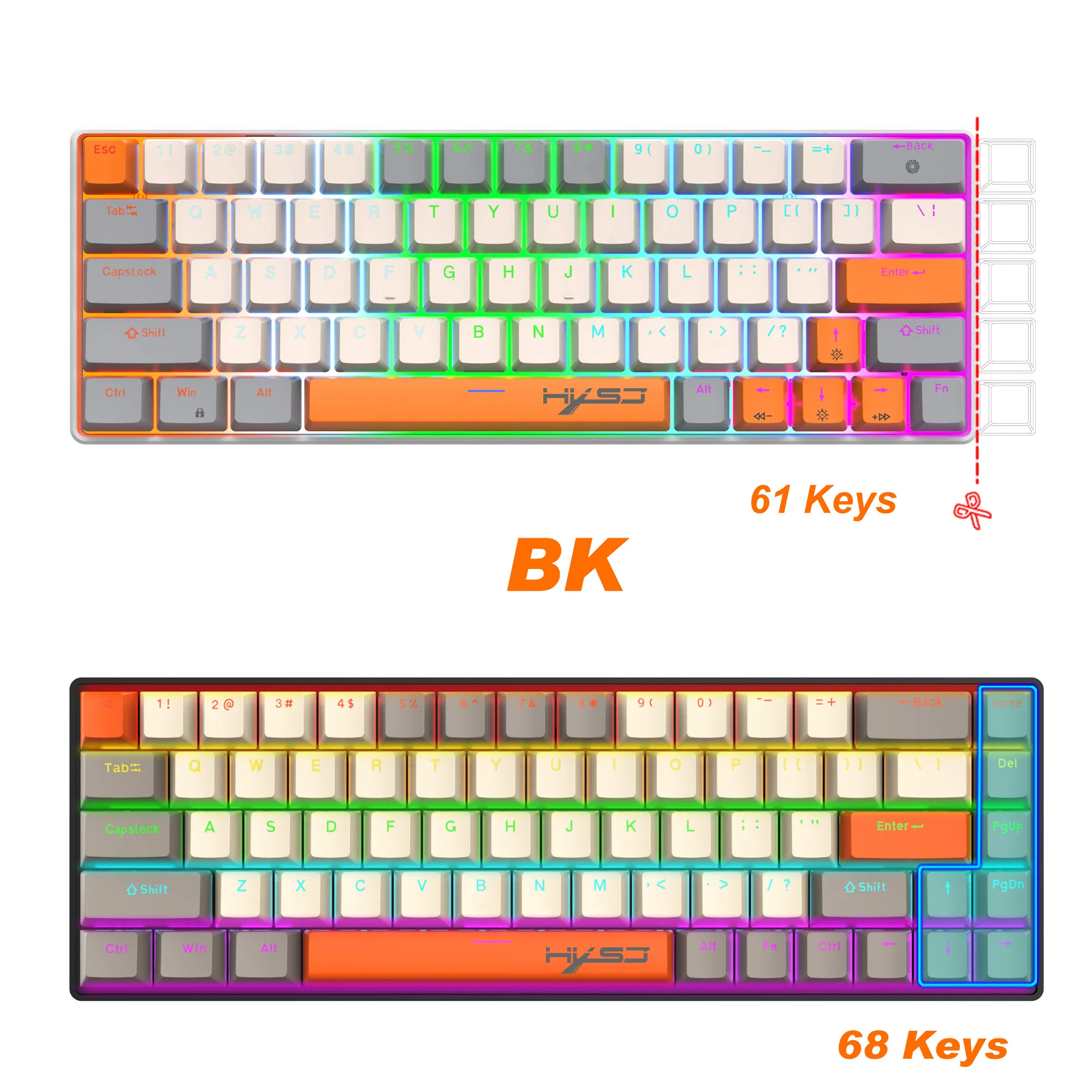 HXSJ K88 Mini 68-Key Wired Mechanical Gaming Keyboard - Blue