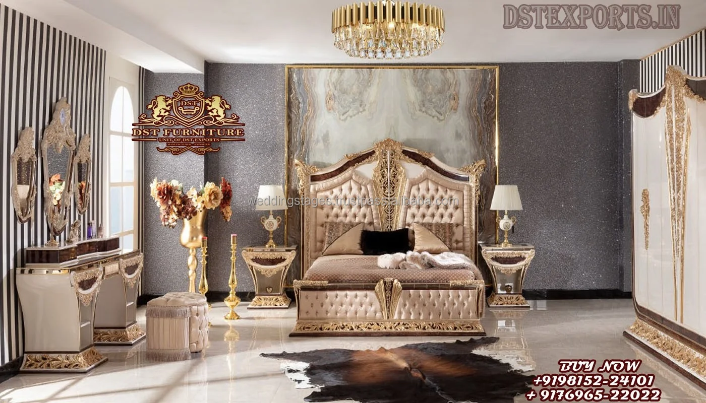 Italian Modern Luxury King Size Frame Bed, Stool, All Sets –  kwbetterhomedecor