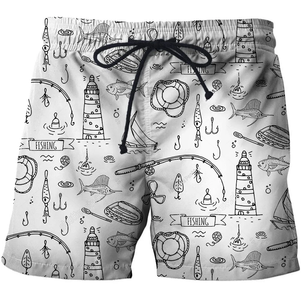 3D-tryckta strandshorts för män, sommar, fiske, unisex, djur, fisk, lösa shorts, sport, badbyxor med hög midja645_voghion.com