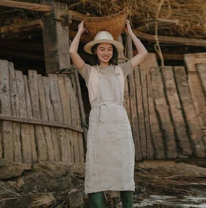 Linen Apron Dress. Pure Linen Apron for Cooking Gardening Full Apron for Women and Men Plus Size Clothing Available Big Size