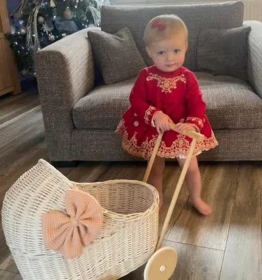 Décor De Poussette Bébé Tressé - Style Campagne Imitation Rotin Avec 4 Roues, Pour Baby Shower Et Jardin