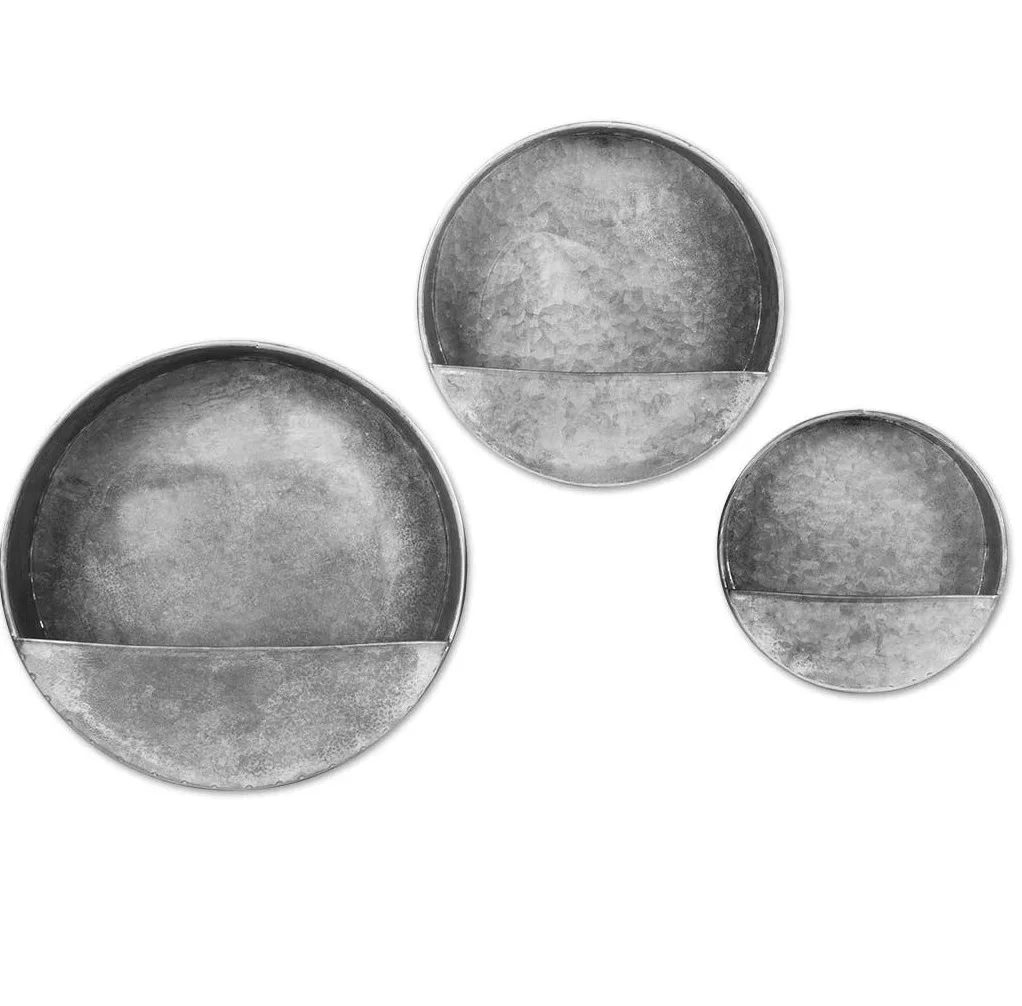 Wall Mountable Planters Galvanized Metal Flower Planters Round
