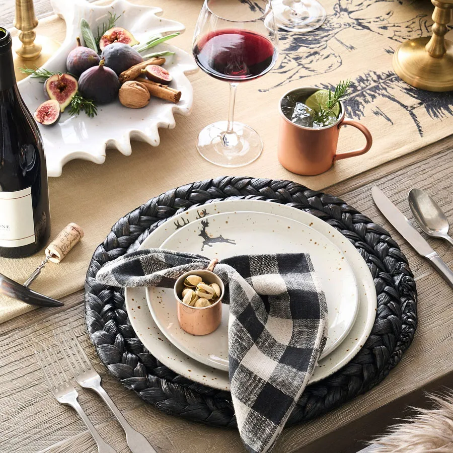 Woven Water Hyacinth Handwoven Round Placemat/ Table Mat