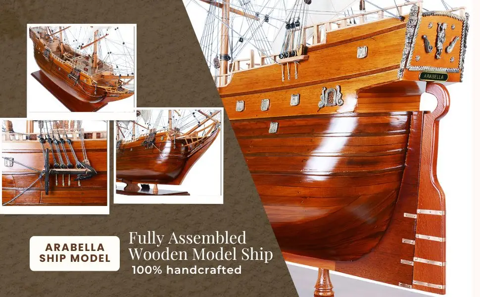 Arabella Model Ship Handcrafted Wooden Replica With Display Stand