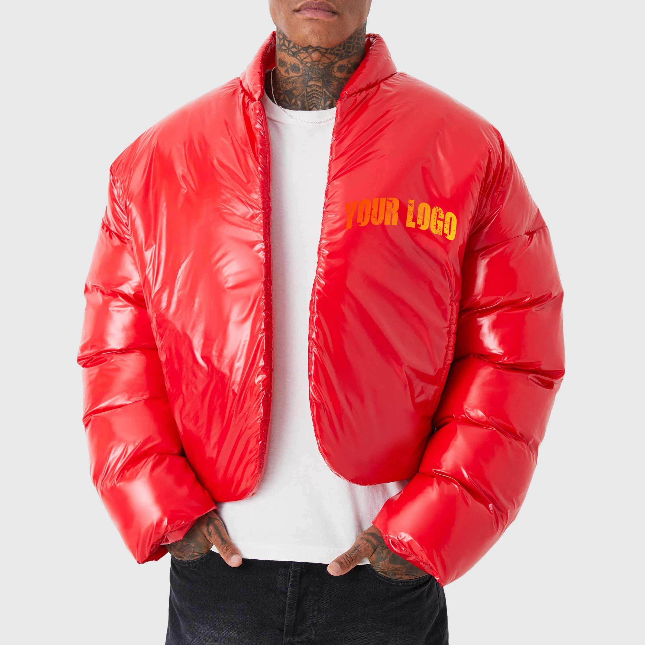 Custom Winter Down Puffer Jackets for Men Hooded Puffer Bubble