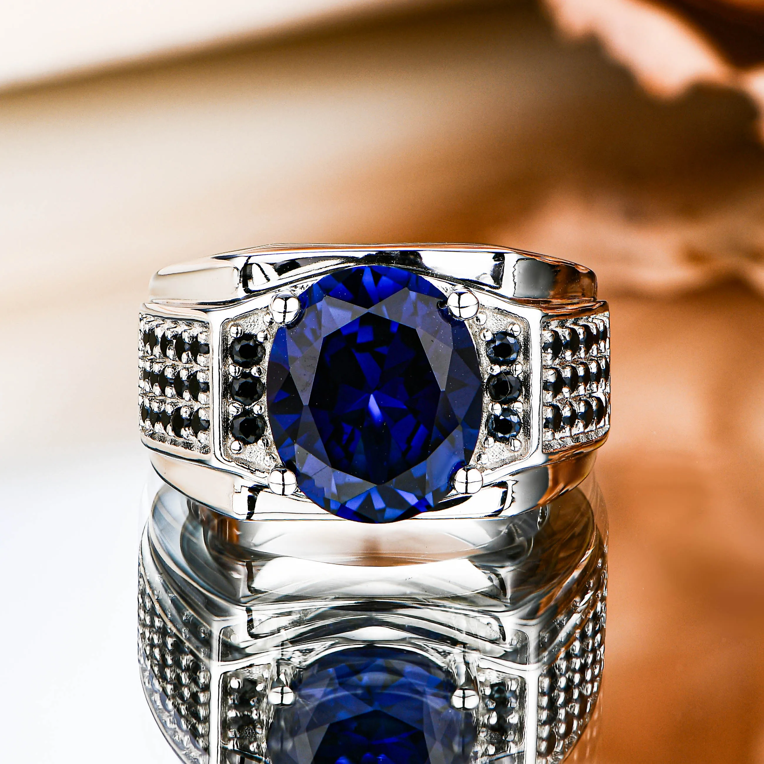 Carats Blue Sapphire Ring ATTA GEMS Men's Wedding Band