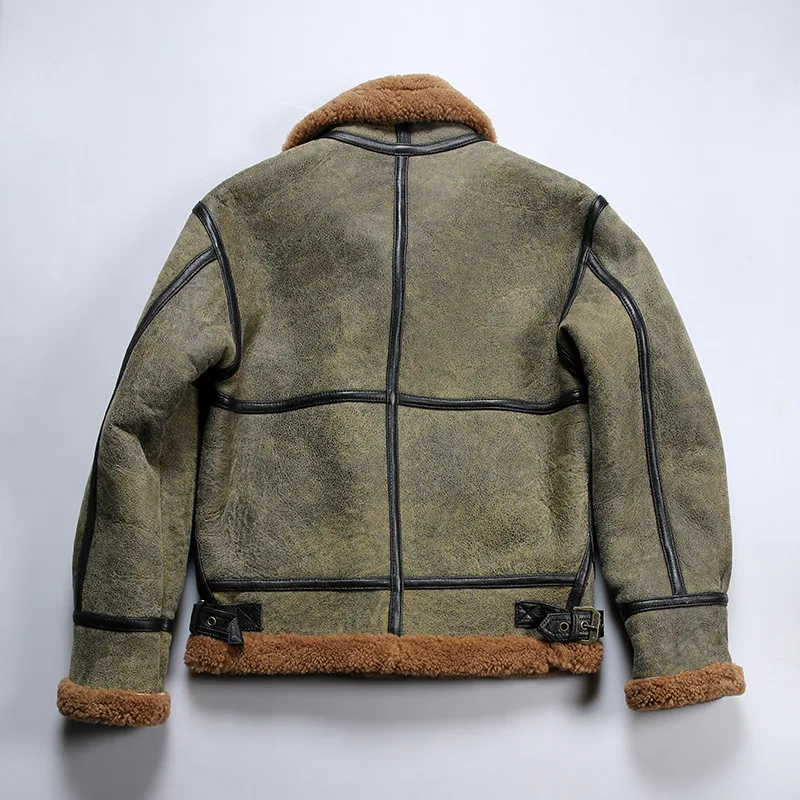 Classic B3 Bomber Jacket For Men Genuine Sheepskin Leather Coat_voghion.com