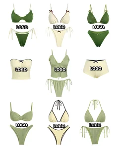 MLY Custom Logo Special Fabric Swimsuit Women Seamless Swimwear Beachwear Two Piece Bikini Set