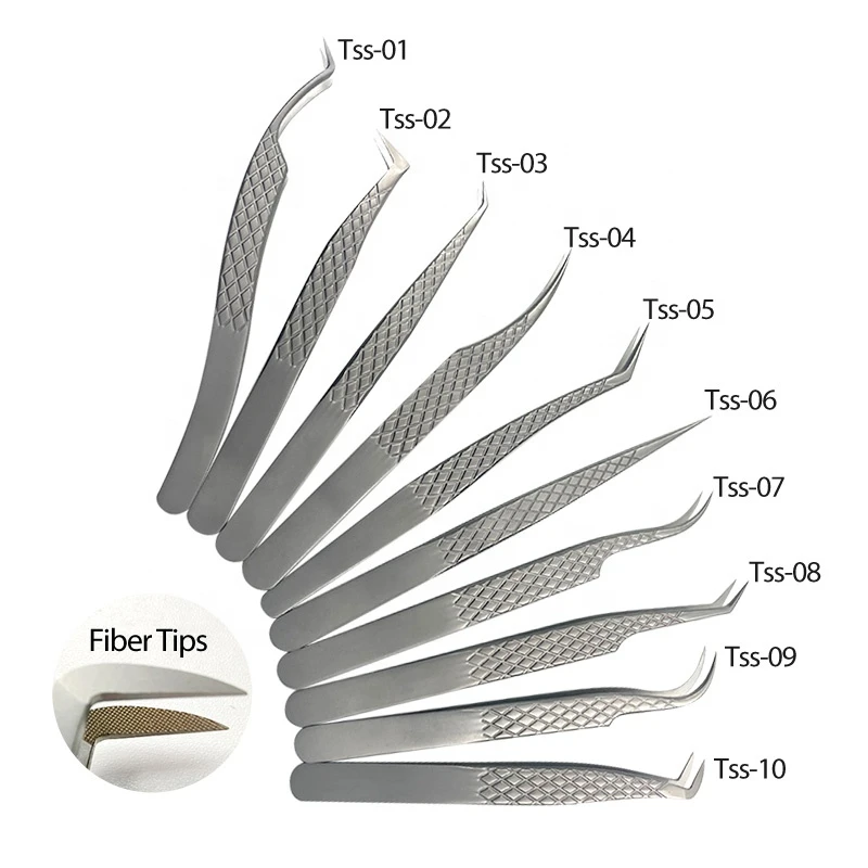 Wholesale Fiber Tip Volume Lashes Tweezers For False Eyelash Extension Individual Custom Logo 90