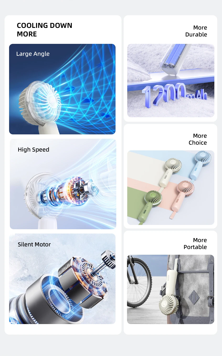 Vyvylabs VKL01 1200mAh Babbit Handheld Mini Fan description image 2