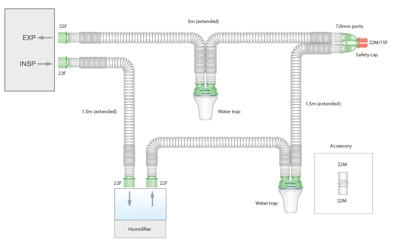 Disposable Expandable Breathing Ventilator Anesthesia Circuit Extension