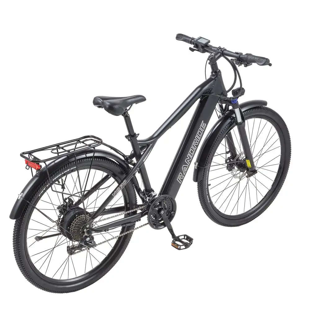 RANDRIDE YG70 Electric City Bike 27.5inch 48V 14Ah Front Suspension Rear Rack Central Motor 50km Range 15ah Battery Capacity