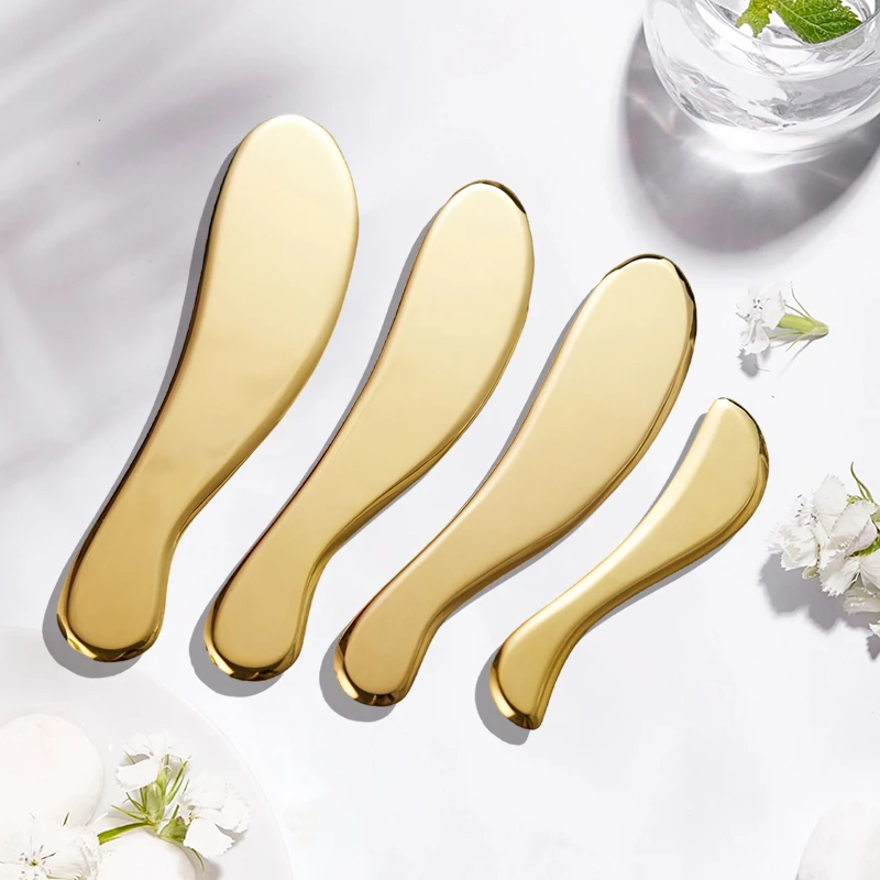 Copper Scraping Board Golden Metal Guasha Massager Drainage Body Skin Firm Shaping Brass Kansa Facial Care Gua Sha Tool