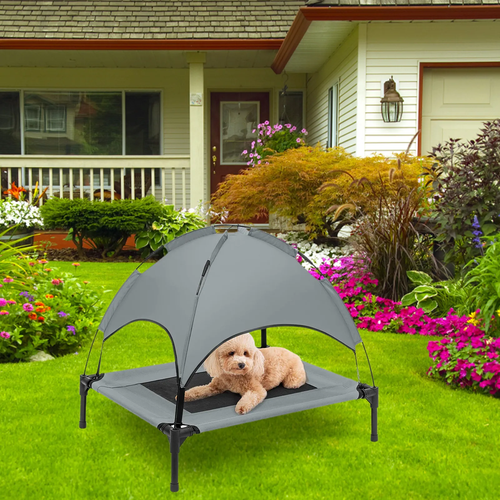 Outdoor Dog Bed With Canopy Elevated Dog Bed With Removable Canopy