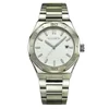นาฬิกาผู้ชาย หน้าปัดสีขาว ตัวเรือนสีเงิน สายยาง