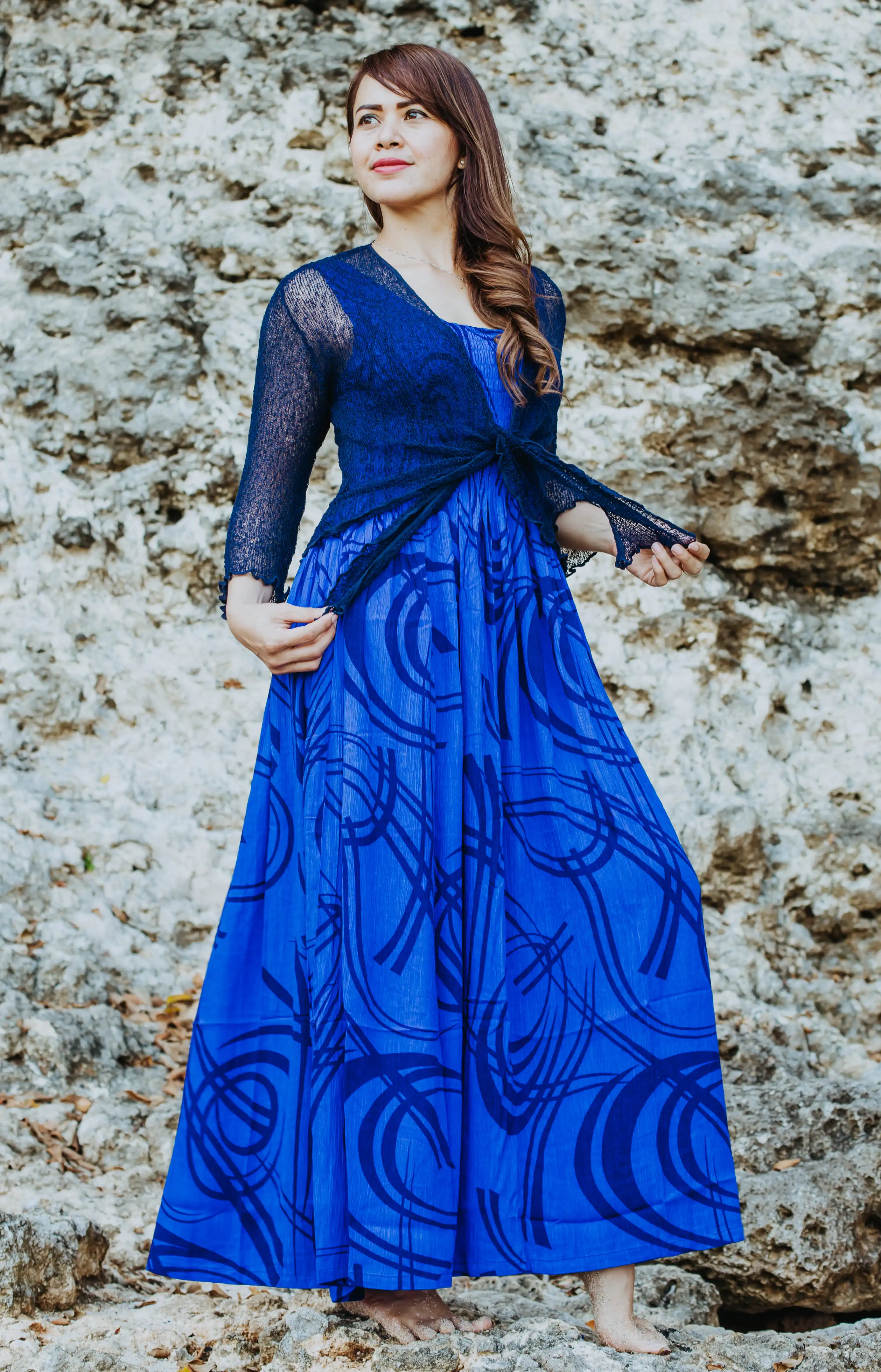 Versatile Bali Ikat Cover-Up Bohemian Style Poncho Shrug Bolero Blouse  Dress Shimmering Lame Knit Wrap 3/4 Sleeve Sizes 10-22