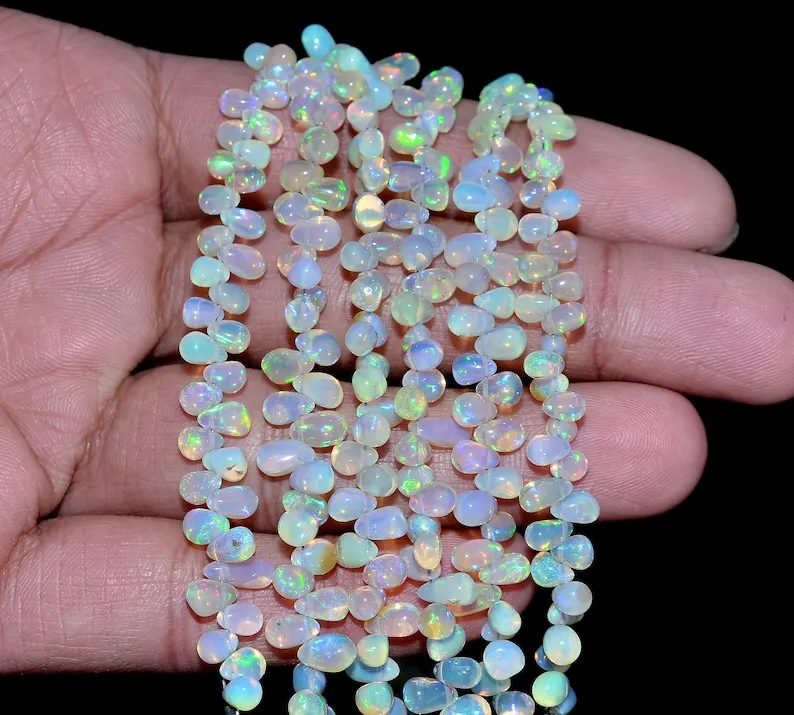 Multi Fire Ethiopian Opal Smooth Teardrop Beads 4-6mm Welo Fire Opal Beads for Jewelry Necklace Making by Wholesale Manufacturer