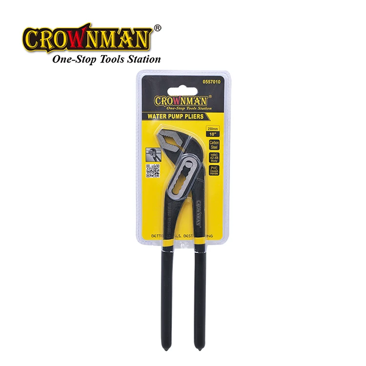 CROWNMAN Holding Tools 10" Groove Joint Pliers Hand Tool Durable Hardware Wrench Multi Purpose Carbon Steel Water Pump Pliers