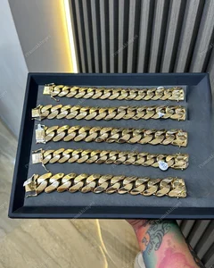 14K Gold Plated Sterling Silver Miami Cuban Link Bracelet Glamorous Shiny Design Yellow Gold Customizable Hip Hop Anniversary