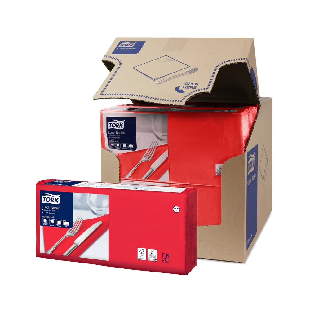 477210 салфетки для обеда красные 33x33 см 1/4 складки 2 слоя Торк (200 шт./см)