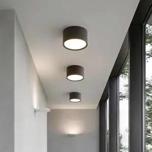 Modern Simple LED Downlight Ceiling Lights Round Aluminum Body IP44 Rating Remote Control Switch for Corridor Lighting