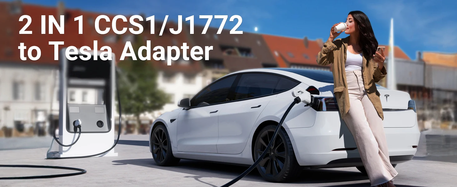 TAYNIU CCS1 & J1772 Type1 to Tesla Adapter 2-in-1 250kW Super Fast Charging with Level 1, 2, 3 Station for Model Y, 3, S, X