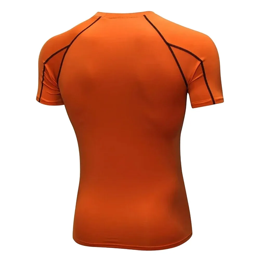 Top Trending Fitness Arrival Men Orange Color Muscle Fit T Shirts Men  Compression T Shirts in Bulk, image size:1000x1000