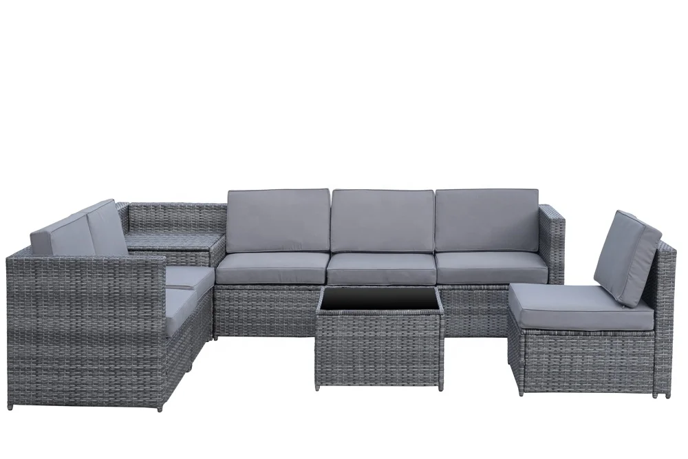 Modern Design Outdoor Rattan Patio Sofa Set Sectional Steel Frame