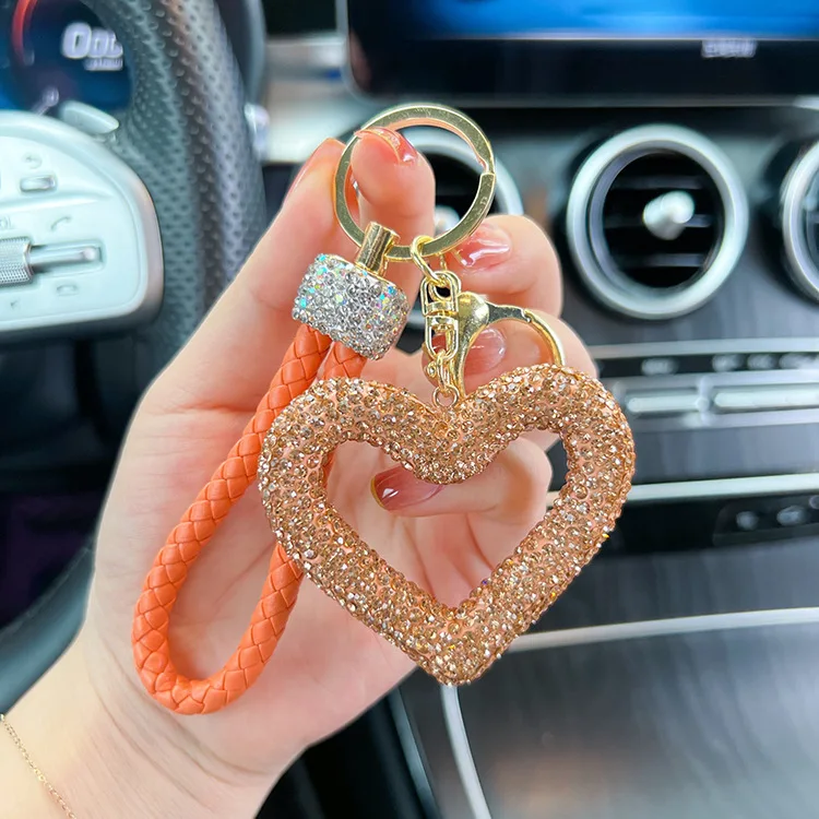 Rico Industries Rhinestone Heart Keychain - Team Color Sparkle Key Ring, 1.375" X 3" - View #3
