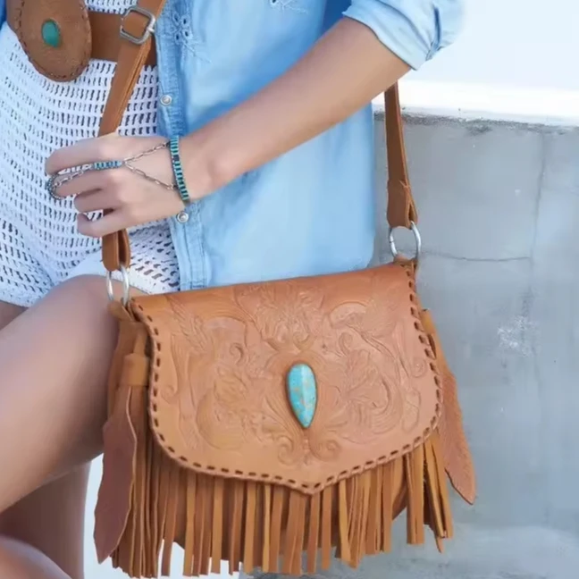 cow vintage leather flap (7905)