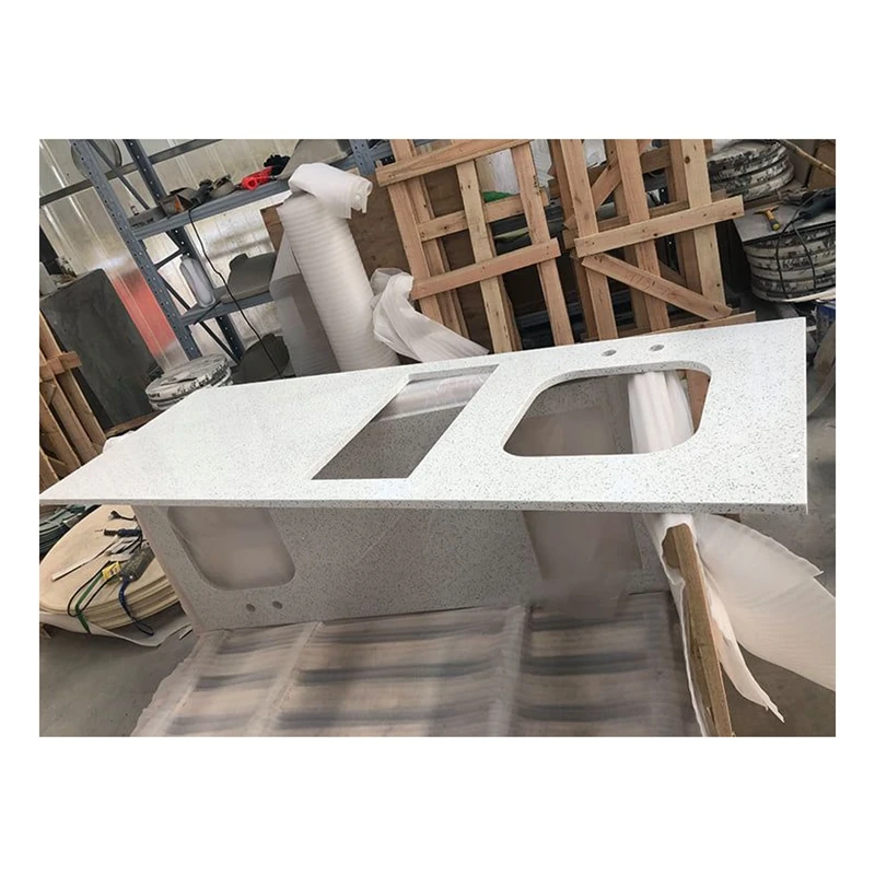 Kitchen Crystal Shell White Quartz Countertop
