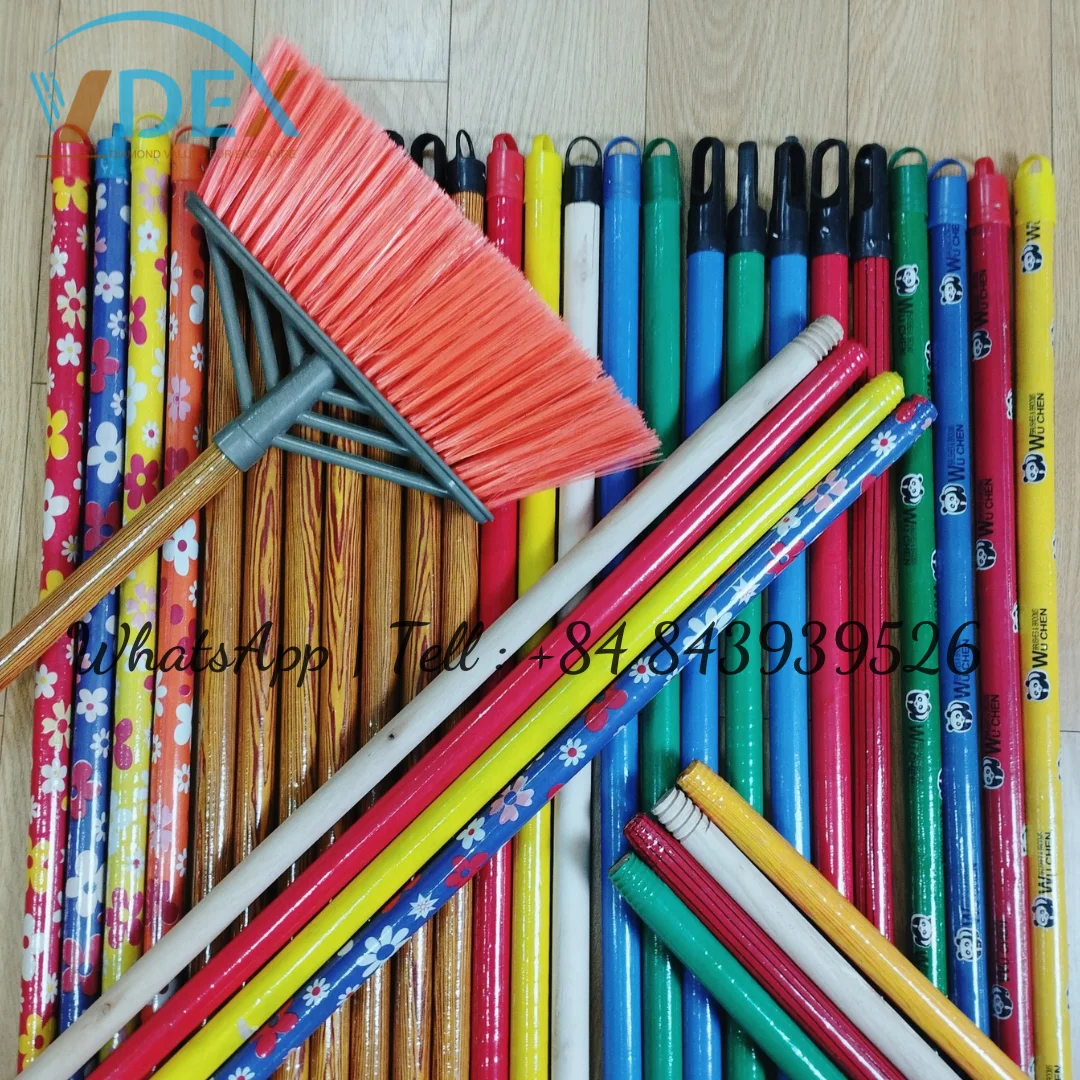 Cable Wooden Broom Handle Mop Stick Pvc Coated Italian Thread Broom And