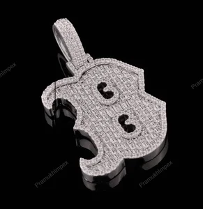 Silver Moissanite B Letter Pendant Sterling Silver Initial Pendant Custom Order Moissanite Jewelry For Unisex At Affordable Cost